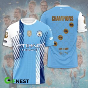 Manchester City Champions 4 In Row Premier League 2024 Unisex T-Shirt