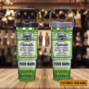 Seattle Seahawks NFL Kings of Football Personalized Stanley IceFlow Flip Straw Tumbler 30Oz