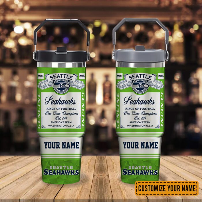 Seattle Seahawks NFL Kings of Football Personalized Stanley IceFlow Flip Straw Tumbler 30Oz