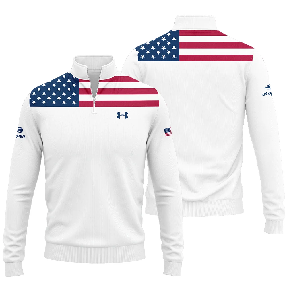 US Open Tennis Champions Under Armour USA Flag White Quarter-Zip Jacket