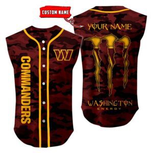 Washington Commanders Camo Sleeveless Baseball Jersey Tank Top Custom Name BBTJ1096