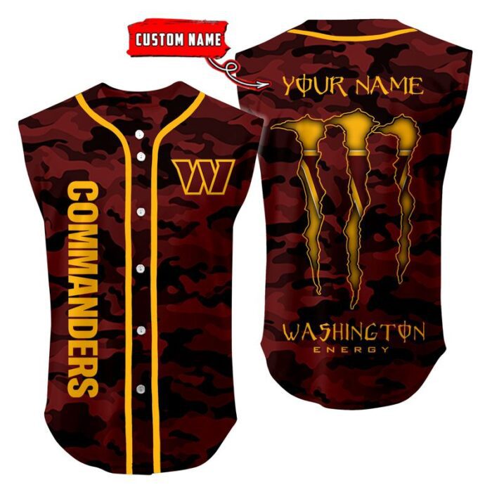 Washington Commanders Camo Sleeveless Baseball Jersey Tank Top Custom Name BBTJ1096