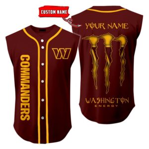 Washington Commanders Sleeveless Baseball Jersey Tank Top Custom Name BBTJ1063