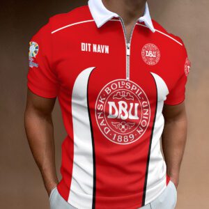 Denmark National Football Team Euro 2024 Zipper Polo Shirt