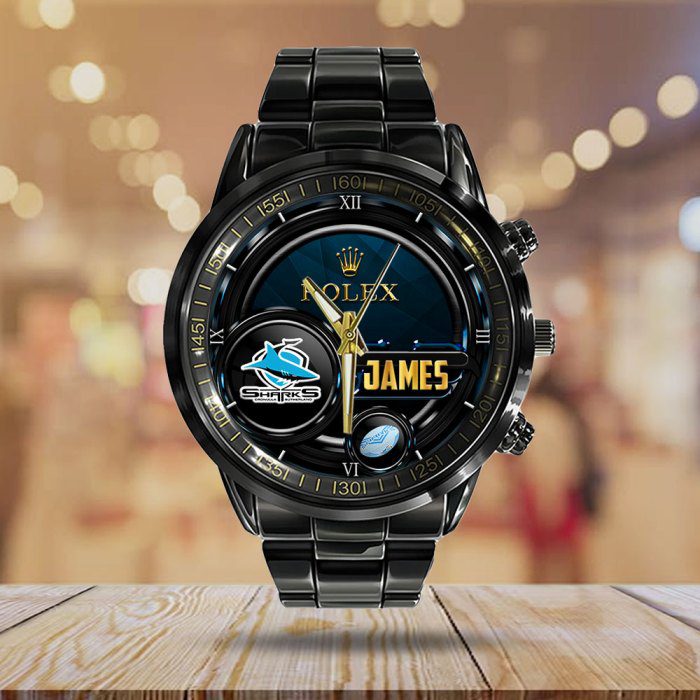 Personalized-Cronulla-Sutherland-Sharks-x-Rolex-Black-Stainless-Steel-Watch-GSW1324-1