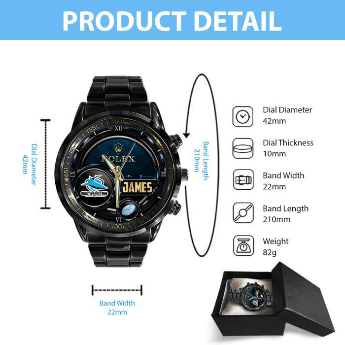 Personalized-Cronulla-Sutherland-Sharks-x-Rolex-Black-Stainless-Steel-Watch-GSW1324-2