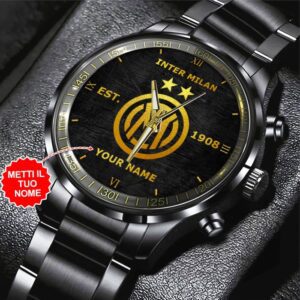 Personalized Inter Milan FC Black Stainless Steel Watch GSW1281
