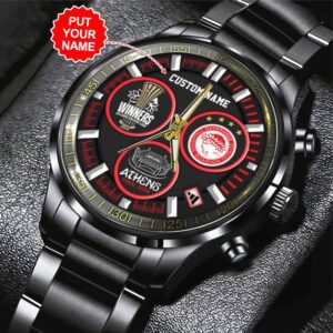 Personalized Olympiakos F.C. Black Stainless Steel Watch GSW1066