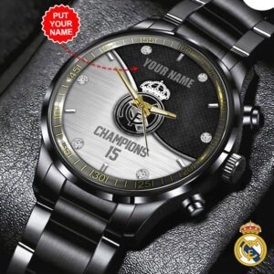 Personalized Real Madrid CF Black Stainless Steel Watch GSW1049