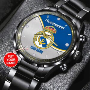 Personalized Real Madrid CF Black Stainless Steel Watch GSW1152