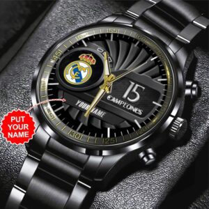 Personalized Real Madrid CF Black Stainless Steel Watch GSW1159