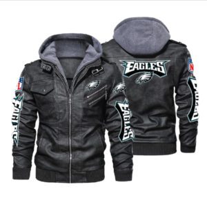 Philadelphia Eagles Black Brown Leather Jacket LIZ145