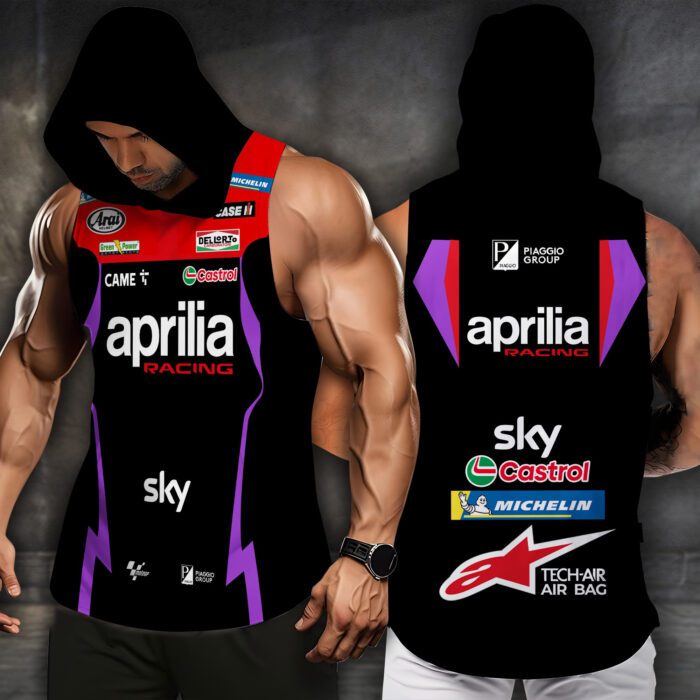 Aprilia Racing Men Workout Hoodie Tank Tops WHT1547