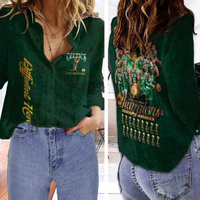 Boston Celtics Women Casual Shirt 3D Linen Shirt GWS1128