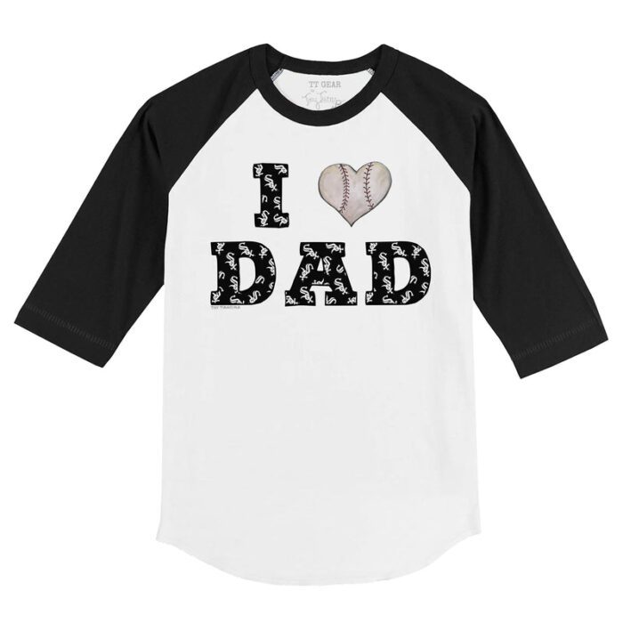 Chicago White Sox I Love Dad 3/4 Black Sleeve Raglan Shirt