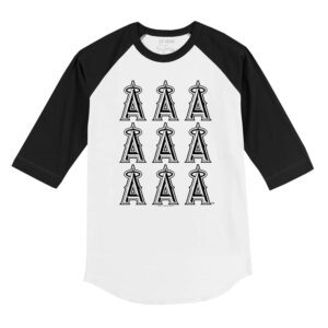 Los Angeles Angels Logo Grid 3/4 Black Sleeve Raglan Shirt