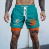 Miami Dolphins NFL Double Layer Shorts Custom Your Name And Number WDS1051