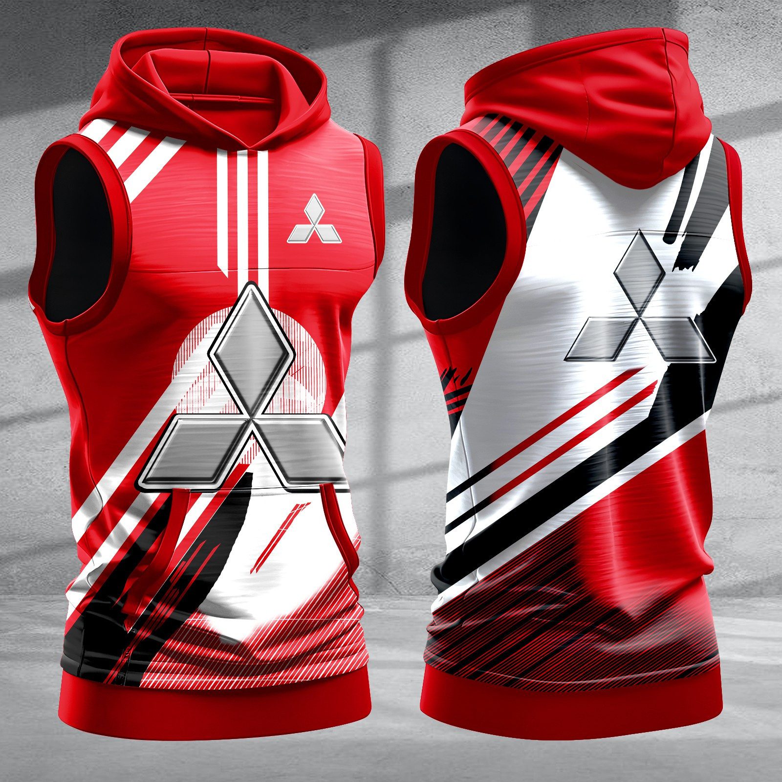 Mitsubishi-Men-Workout-Hoodie-Tank-Tops-WHT1461 Mitsubishi Men Workout Hoodie Tank Tops WHT1461