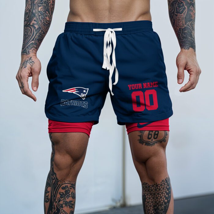 New England Patriots NFL Double Layer Shorts Custom Your Name And Number WDS1054