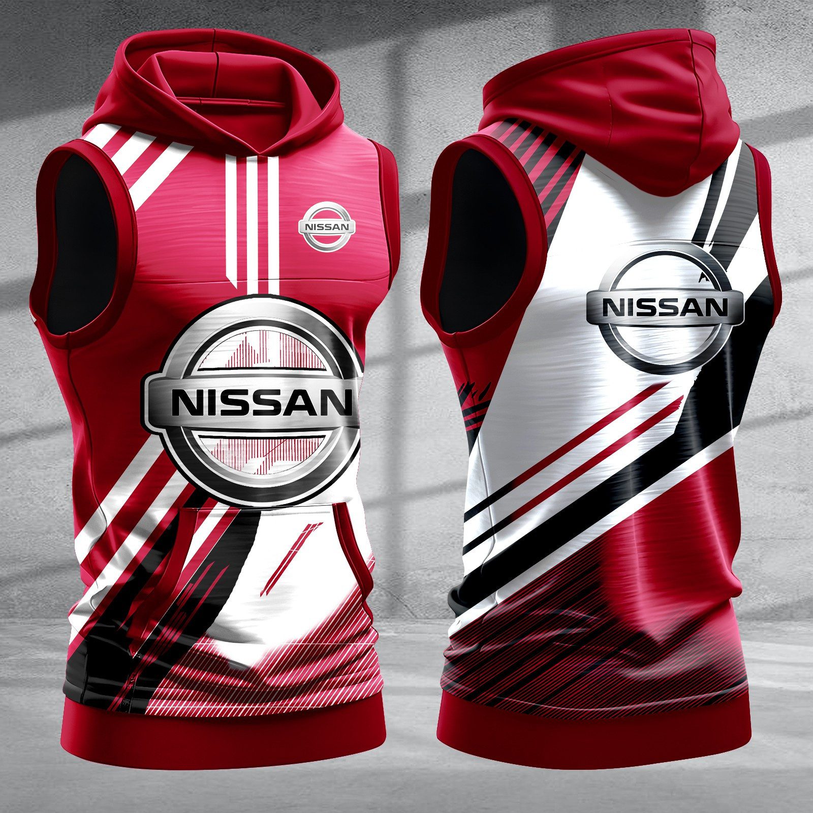 Nissan-Men-Workout-Hoodie-Tank-Tops-WHT1450 Nissan Men Workout Hoodie Tank Tops WHT1450