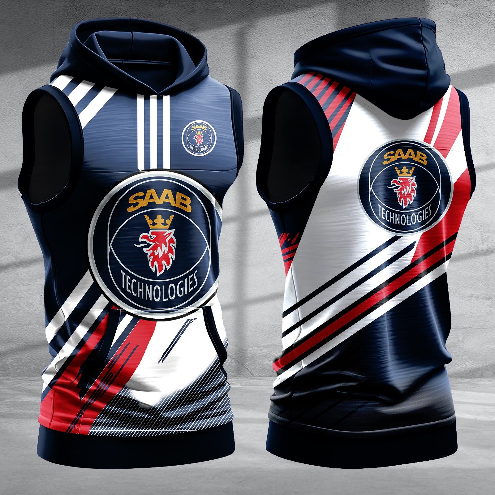 Saab-Automobile-Men-Workout-Hoodie-Tank-Tops-WHT1465 Saab Automobile Men Workout Hoodie Tank Tops WHT1465