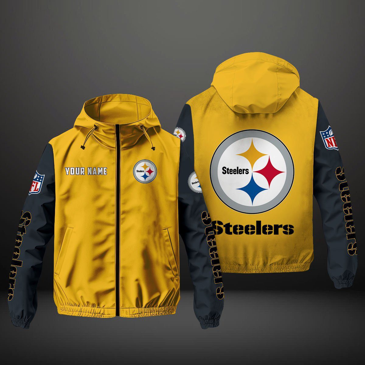 Pittsburgh-Steelers-NFL-Personalized-Windbreaker-Outdoor-Jacket-WBJ3058 Pittsburgh Steelers NFL Personalized Windbreaker Outdoor Jacket WBJ3058