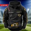 Boston Bruins NHL Hockey Vintage Quarter Zip Hoodie Retro Hoodie Custom Name WRH1002