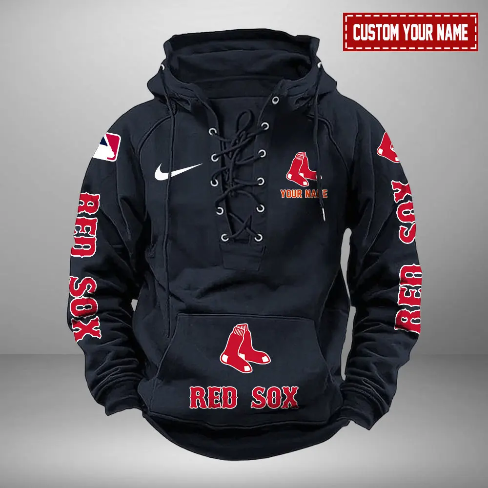 Boston Red Sox Personalized MLB Swoosh Lace Up Hoodie Vintage Retro Hoodie