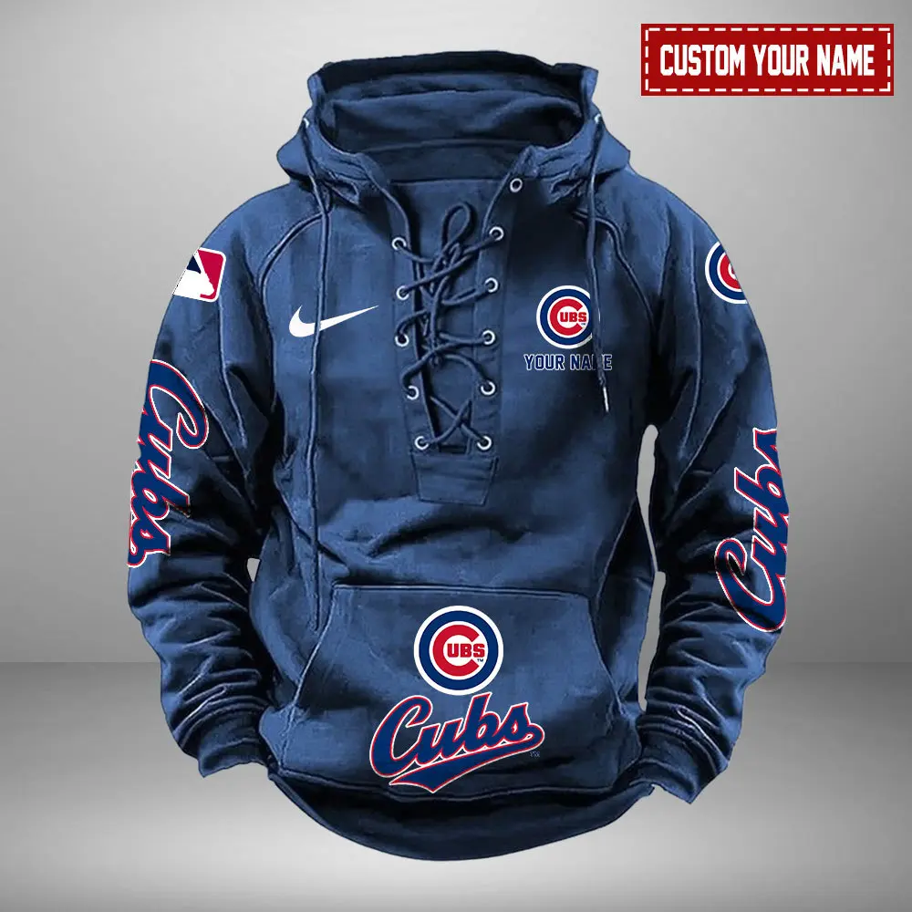 Chicago Cubs Personalized MLB Swoosh Lace Up Hoodie Vintage Retro Hoodie