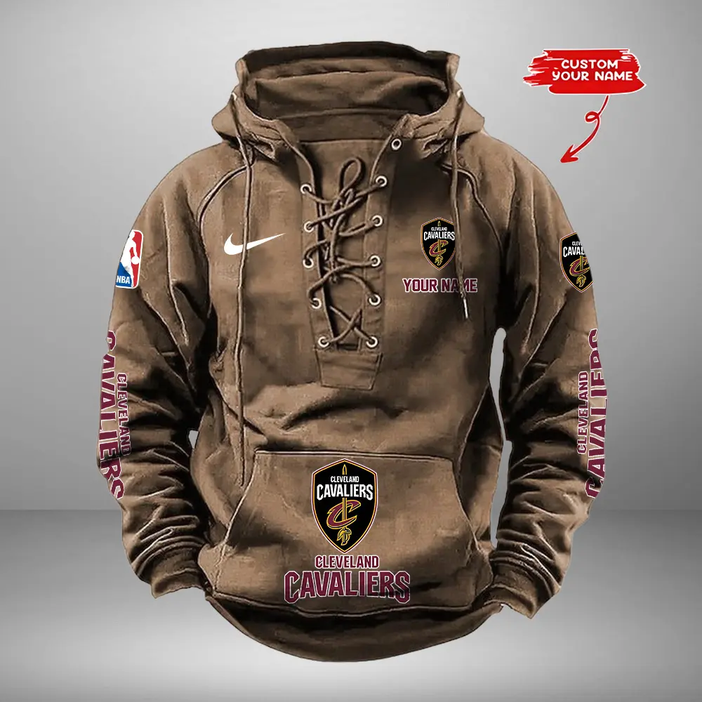 Cleveland Cavaliers Personalized NBA Swoosh Lace Up Hoodie Vintage Retro Hoodie