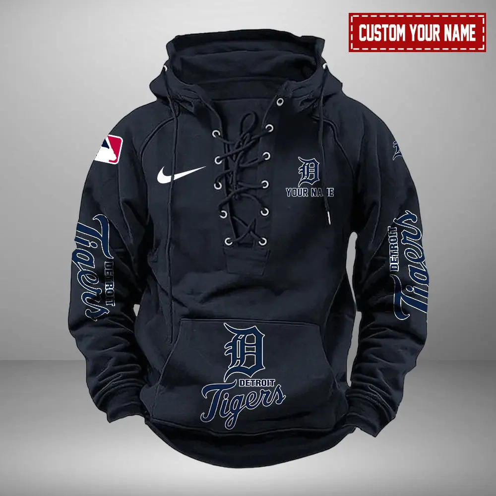 Detroit Tigers Personalized MLB Swoosh Lace Up Hoodie Vintage Retro Hoodie