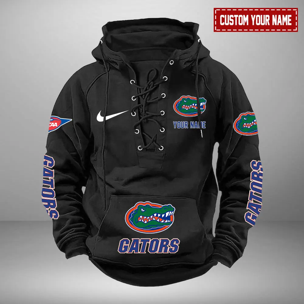 Florida Gators NCAA Swoosh Hooded Lace Up Hoodie Vintage Retro Hoodie Custom Name