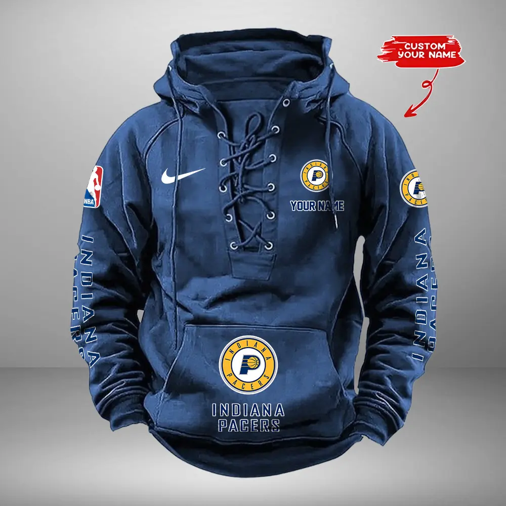 Indiana Pacers Personalized NBA Swoosh Lace Up Hoodie Vintage Retro Hoodie