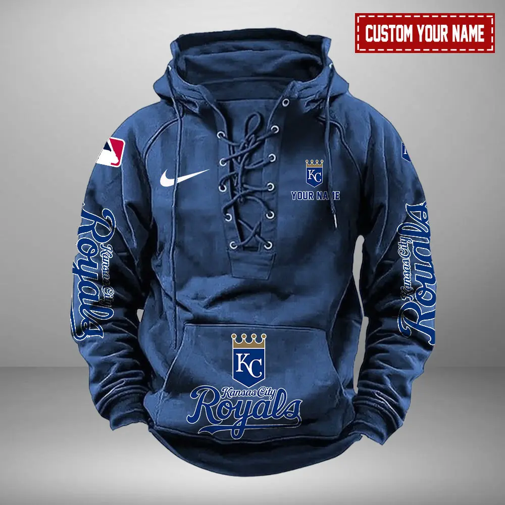 Kansas City Royals Personalized MLB Swoosh Lace Up Hoodie Vintage Retro Hoodie