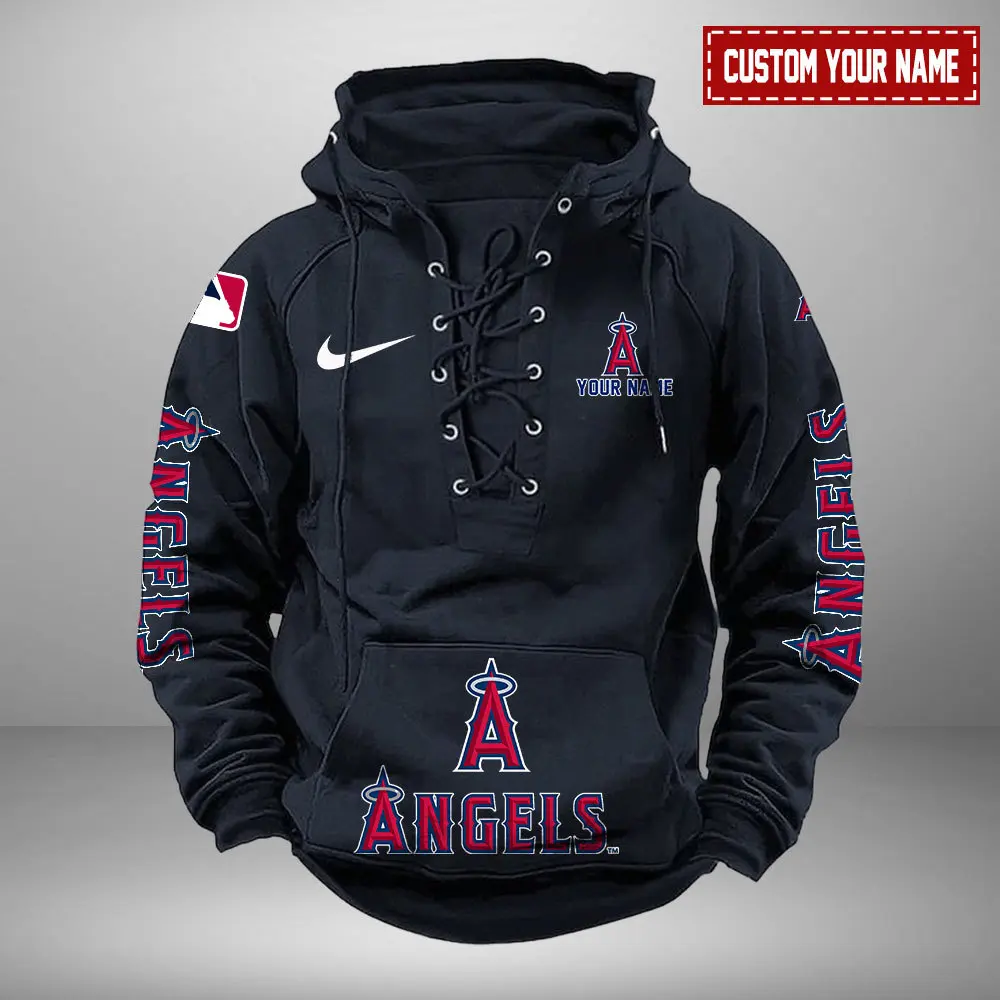 Los Angeles Angels Personalized MLB Swoosh Lace Up Hoodie Vintage Retro Hoodie