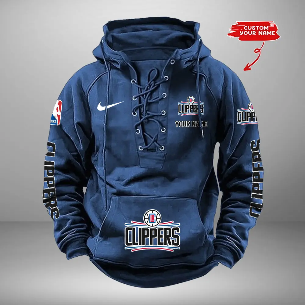 Los Angeles Clippers Personalized NBA Swoosh Lace Up Hoodie Vintage Retro Hoodie