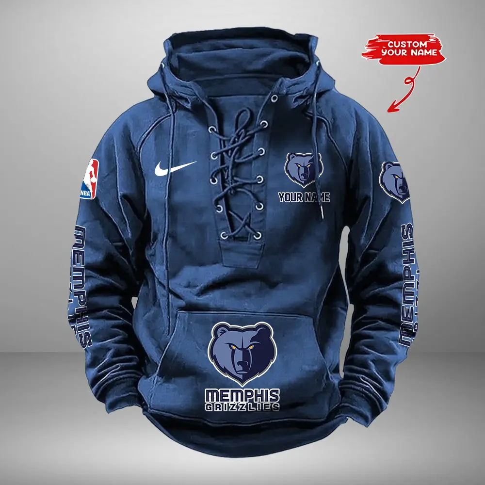 Memphis Grizzlies Personalized NBA Swoosh Lace Up Hoodie Vintage Retro Hoodie