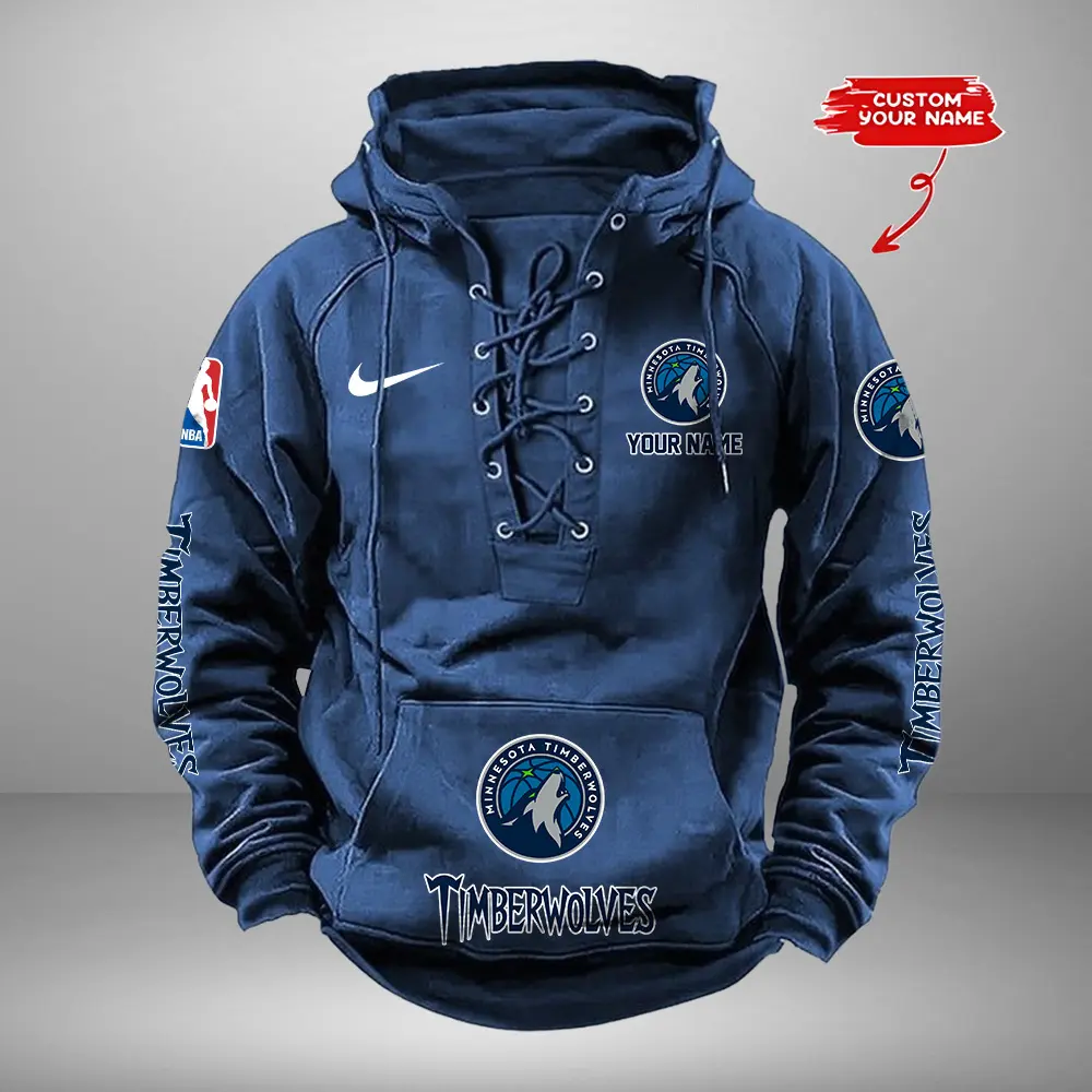 Minnesota Timberwolves Personalized NBA Swoosh Lace Up Hoodie Vintage Retro Hoodie