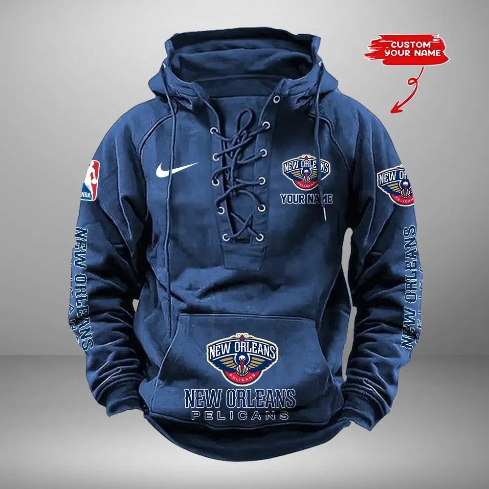 New Orleans Pelicans Personalized NBA Swoosh Lace Up Hoodie Vintage Retro Hoodie
