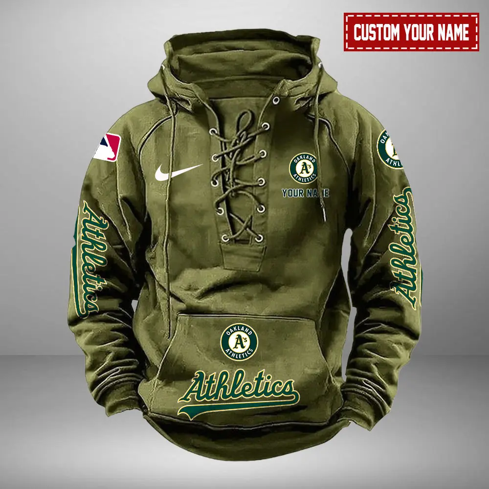 Oakland Athletics Personalized MLB Swoosh Lace Up Hoodie Vintage Retro Hoodie