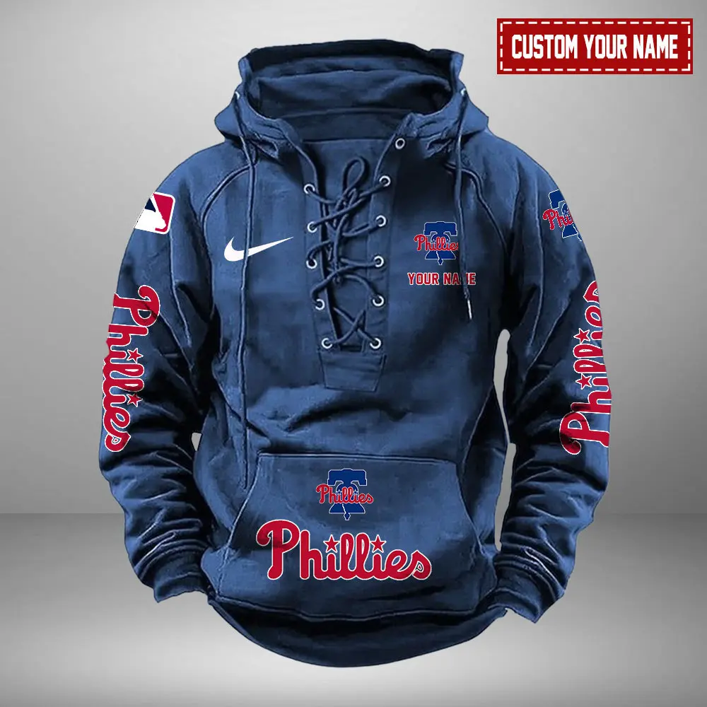 Philadelphia Phillies Personalized MLB Swoosh Lace Up Hoodie Vintage Retro Hoodie