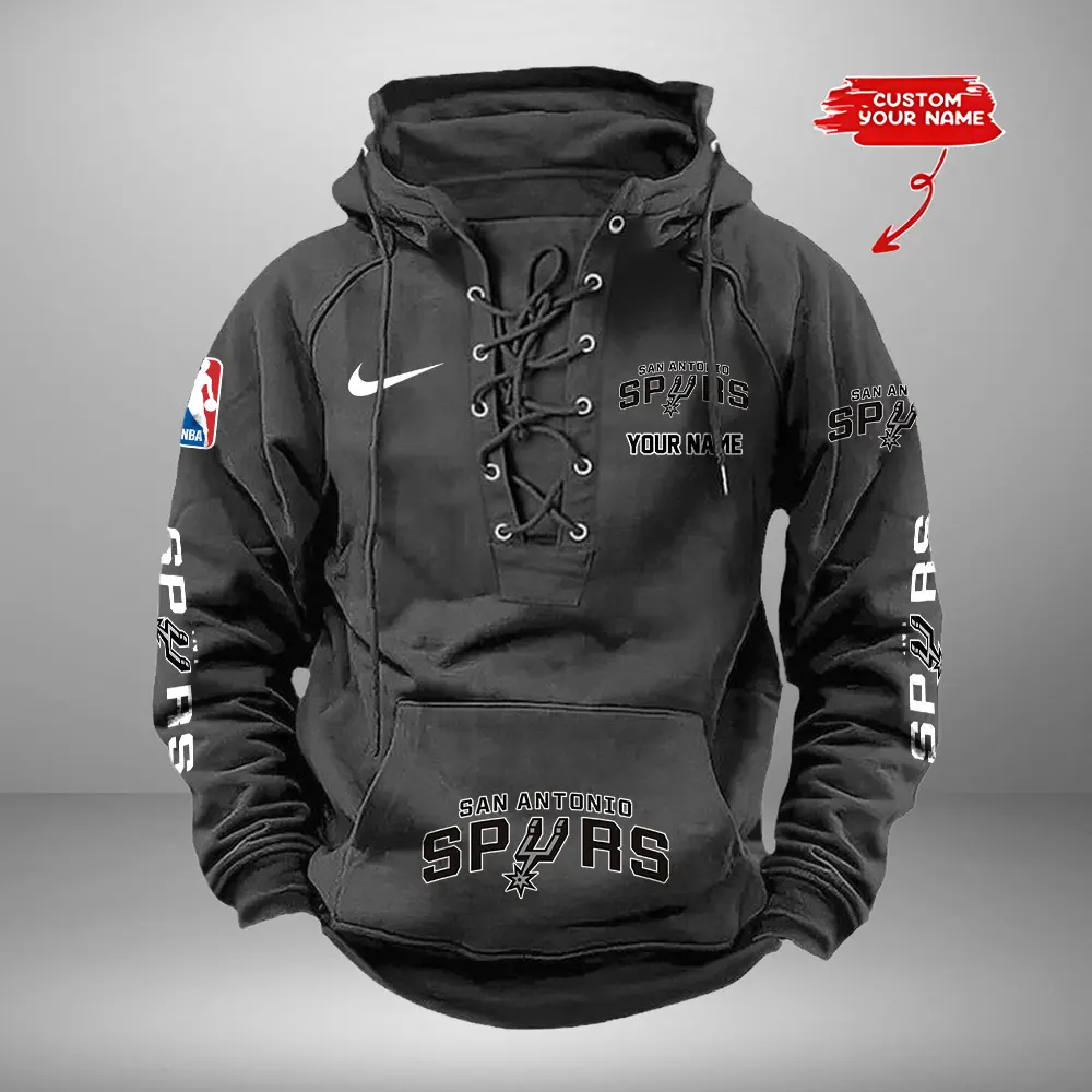 San Antonio Spurs Personalized NBA Swoosh Lace Up Hoodie Vintage Retro Hoodie