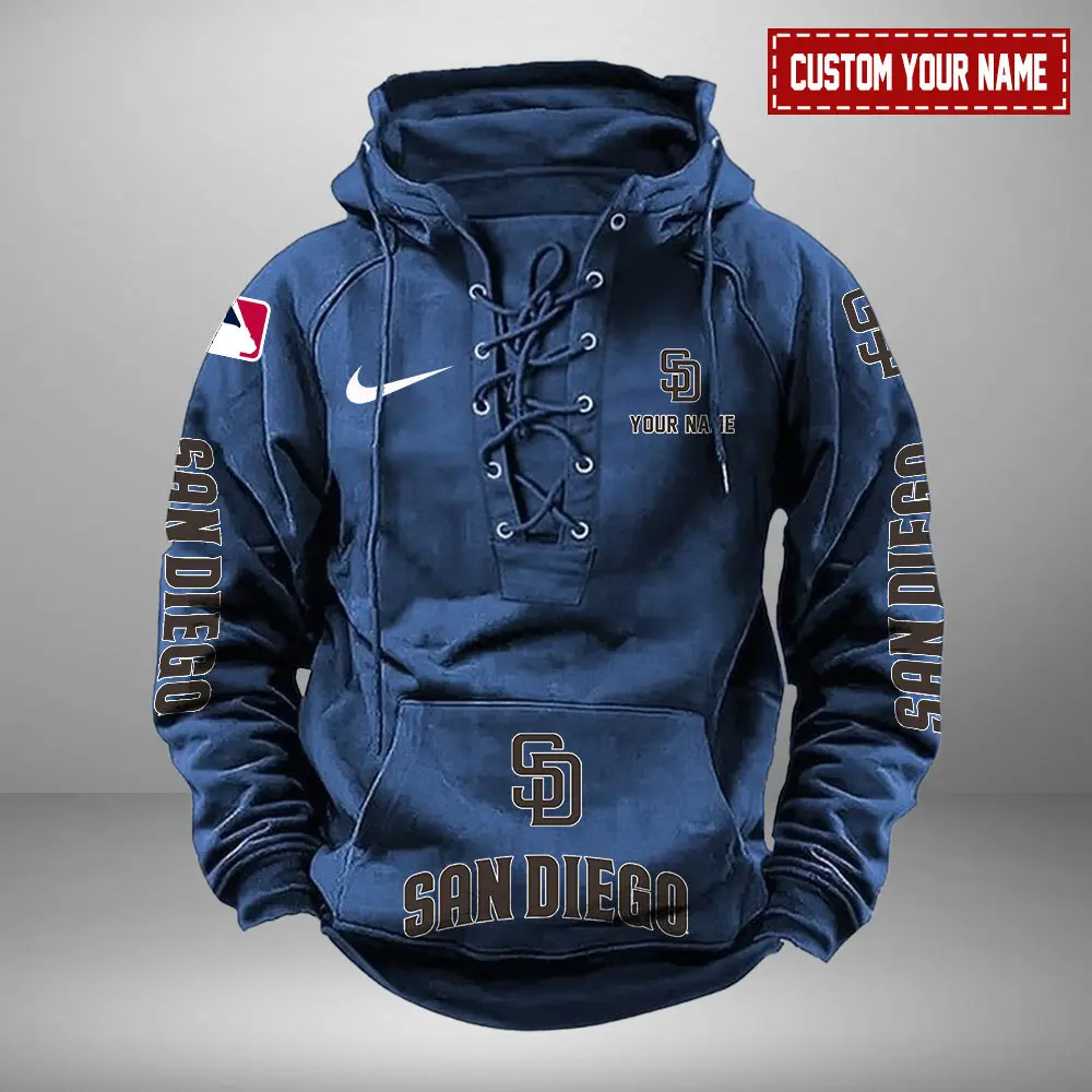 San Diego Padres Personalized MLB Swoosh Lace Up Hoodie Vintage Retro Hoodie