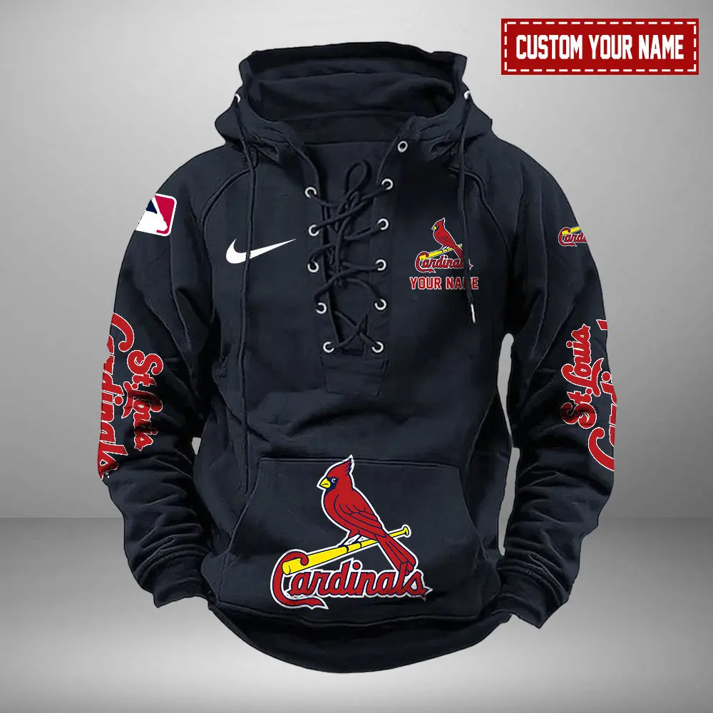 St. Louis Cardinals Personalized MLB Swoosh Lace Up Hoodie Vintage Retro Hoodie