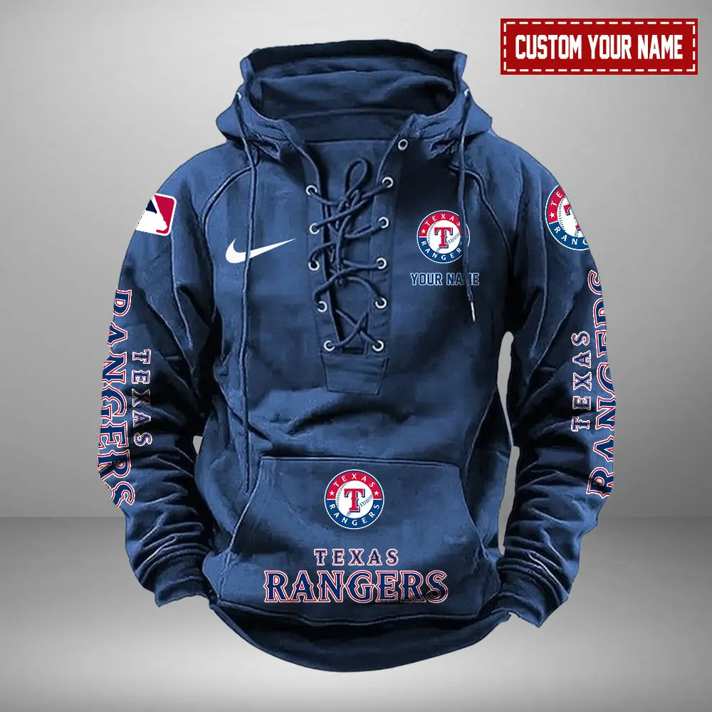 Texas Rangers Personalized MLB Swoosh Lace Up Hoodie Vintage Retro Hoodie