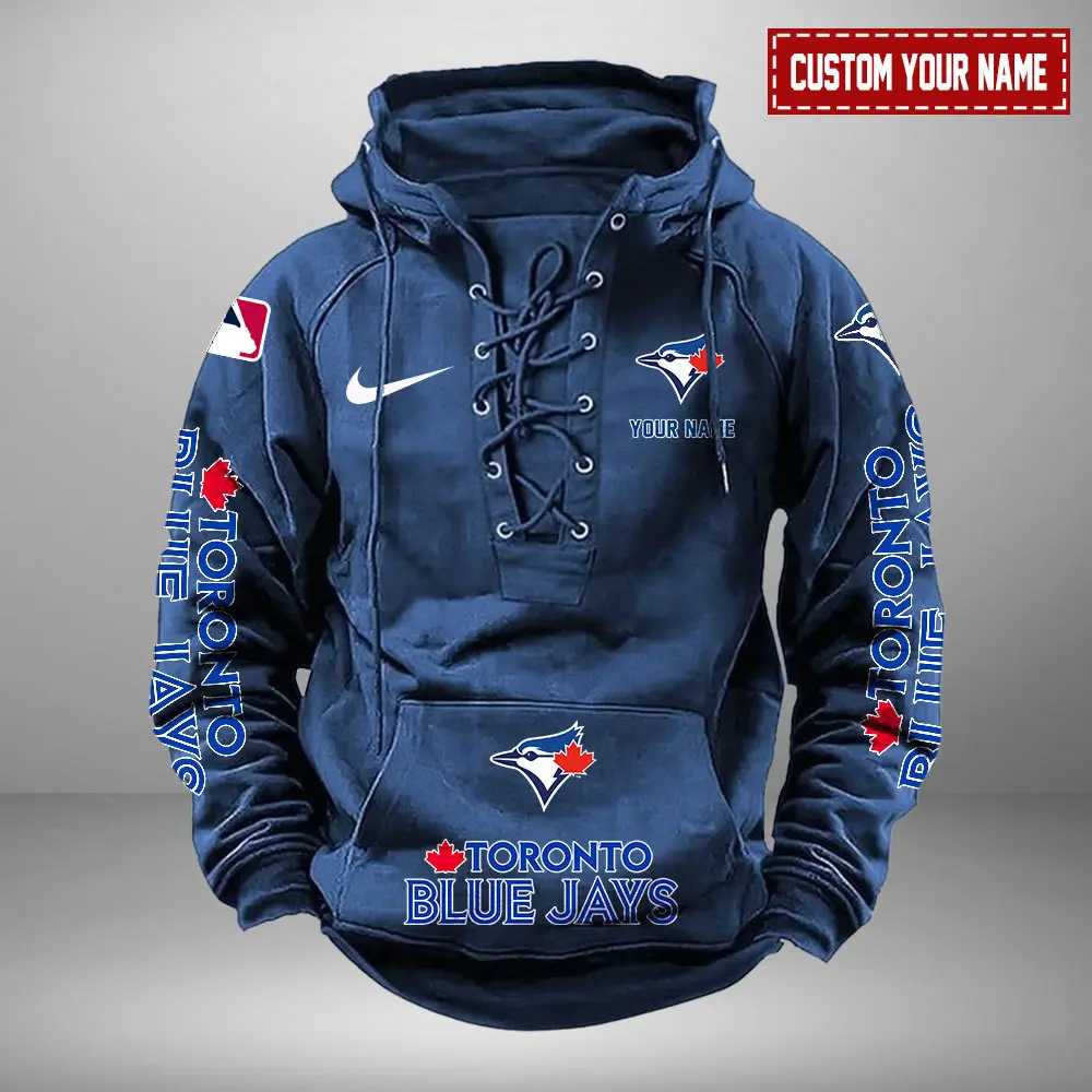 Toronto Blue Jays Personalized MLB Swoosh Lace Up Hoodie Vintage Retro Hoodie