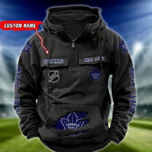Toronto Maple Leafs NHL Hockey Vintage Quarter Zip Hoodie Retro Hoodie Custom Name WRH1022