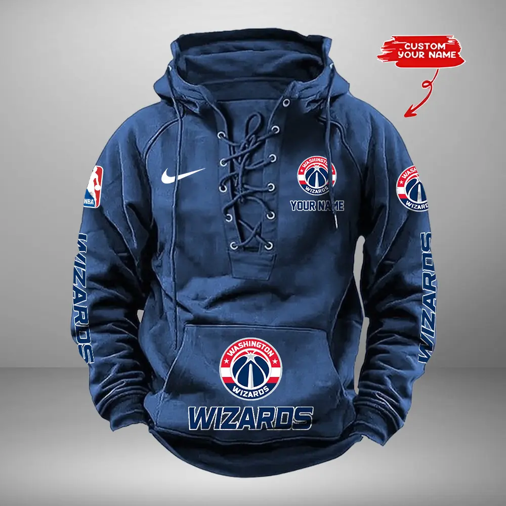 Washington Wizards Personalized NBA Swoosh Lace Up Hoodie Vintage Retro Hoodie
