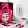 New York Red Bulls Legend Shower Curtain Non-Slip Toilet Lid Cover Bath Mat Bathroom Set BRS2028
