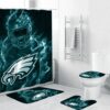 Philadelphia Eagles Legend Waterproof Shower Curtain Non-Slip Toilet Lid Cover Bath Mat Bathroom Set BRS2031